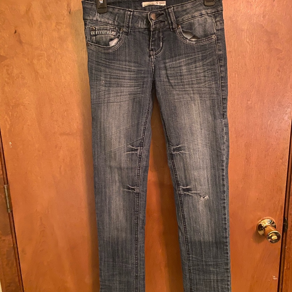 Skinny dark wash distressed jeans waist 24